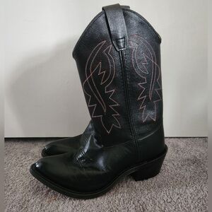Cody James Western Cowboy Boots Boys 6D Black Leather Embroidered Western